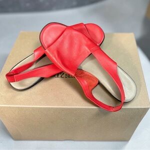 AEROSOLES Red Leather Open-Toe Slingback Sandals